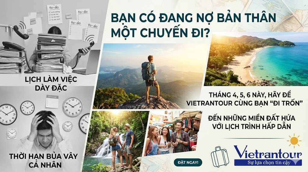 Vietrantour tung ra hàng trăm tuyến điểm nội địa hè 2026 cực khủng